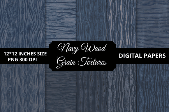 Download Navy Wood Grain Textures Digital Papers - Premium Bundle