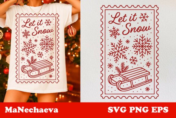 Download Winter Stamp SVG Let It Snow - Winter stamp Collection