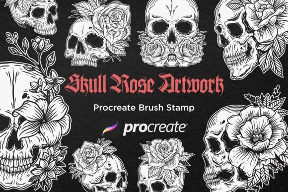 Download 30 Skull Rose Floral Procreate Brushes - Floral procreate brushes Collection