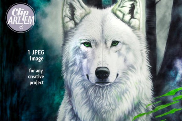 Download White Wolf in Forest Painting Digital - Forest painting Collection