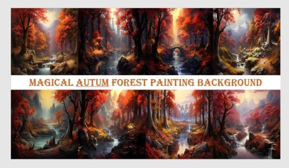 Download Magical Autumn Forest Painting - Forest painting Collection