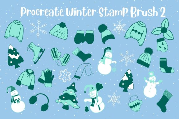 Download Procreate Winter Stamp Brush Set 2 - Winter stamp Collection